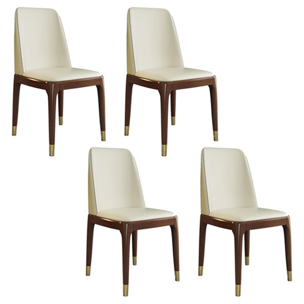 Glam Style Rubberwood Chair Solid Back Side Kitchen Dining Room Chairs Off-White 4 Piece Set Walnut Clearhalo ' kitchen&dining_furn' 'Dining Chairs' 'Dining Tables & Seating' 'dining_chair' 'furn' 'furn_dining_chair' 'Furniture' 'furniture_dining_chair' 'Kitchen & Dining Furniture' 'kitchen' 3724955