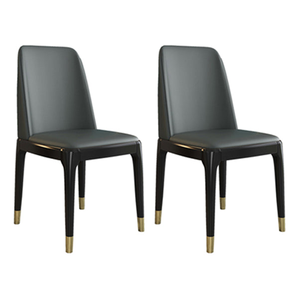 Glam Style Rubberwood Chair Solid Back Side Kitchen Dining Room Chairs Dark Gray 2 Piece Set Black Clearhalo ' kitchen&dining_furn' 'Dining Chairs' 'Dining Tables & Seating' 'dining_chair' 'furn' 'furn_dining_chair' 'Furniture' 'furniture_dining_chair' 'Kitchen & Dining Furniture' 'kitchen' 3724957