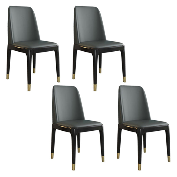 Glam Style Rubberwood Chair Solid Back Side Kitchen Dining Room Chairs Dark Gray 4 Piece Set Black Clearhalo ' kitchen&dining_furn' 'Dining Chairs' 'Dining Tables & Seating' 'dining_chair' 'furn' 'furn_dining_chair' 'Furniture' 'furniture_dining_chair' 'Kitchen & Dining Furniture' 'kitchen' 3724958