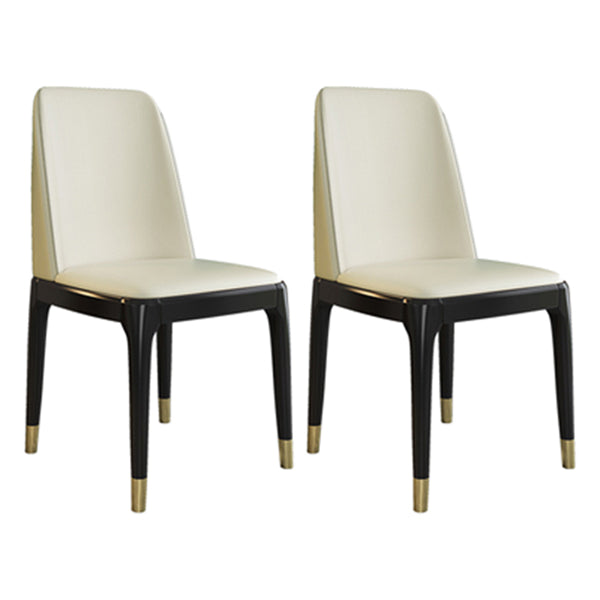Glam Style Rubberwood Chair Solid Back Side Kitchen Dining Room Chairs Off-White 2 Piece Set Black Clearhalo ' kitchen&dining_furn' 'Dining Chairs' 'Dining Tables & Seating' 'dining_chair' 'furn' 'furn_dining_chair' 'Furniture' 'furniture_dining_chair' 'Kitchen & Dining Furniture' 'kitchen' 3724963