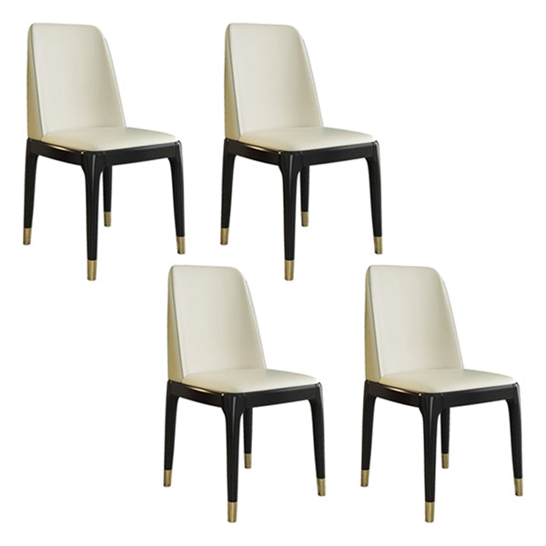 Glam Style Rubberwood Chair Solid Back Side Kitchen Dining Room Chairs Off-White 4 Piece Set Black Clearhalo ' kitchen&dining_furn' 'Dining Chairs' 'Dining Tables & Seating' 'dining_chair' 'furn' 'furn_dining_chair' 'Furniture' 'furniture_dining_chair' 'Kitchen & Dining Furniture' 'kitchen' 3724964