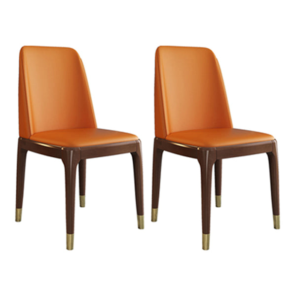 Glam Style Rubberwood Chair Solid Back Side Kitchen Dining Room Chairs Orange 2 Piece Set Walnut Clearhalo ' kitchen&dining_furn' 'Dining Chairs' 'Dining Tables & Seating' 'dining_chair' 'furn' 'furn_dining_chair' 'Furniture' 'furniture_dining_chair' 'Kitchen & Dining Furniture' 'kitchen' 3724966