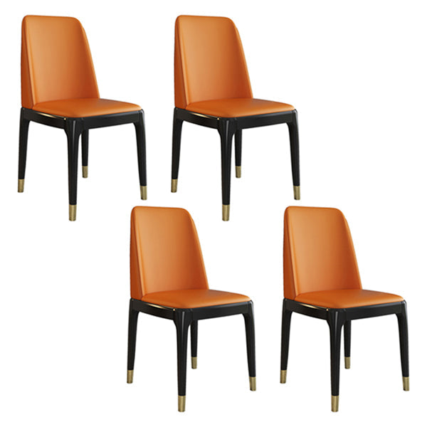 Glam Style Rubberwood Chair Solid Back Side Kitchen Dining Room Chairs Orange 4 Piece Set Black Clearhalo ' kitchen&dining_furn' 'Dining Chairs' 'Dining Tables & Seating' 'dining_chair' 'furn' 'furn_dining_chair' 'Furniture' 'furniture_dining_chair' 'Kitchen & Dining Furniture' 'kitchen' 3724969