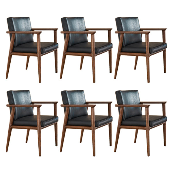 Traditional Style Ash Wood Chairs Solid Back Arm Kitchen Dining Chairs Black 6 Piece Set Clearhalo ' kitchen&dining_furn' 'Dining Chairs' 'Dining Tables & Seating' 'dining_chair' 'furn' 'furn_dining_chair' 'Furniture' 'furniture_dining_chair' 'Kitchen & Dining Furniture' 'kitchen' 3725001