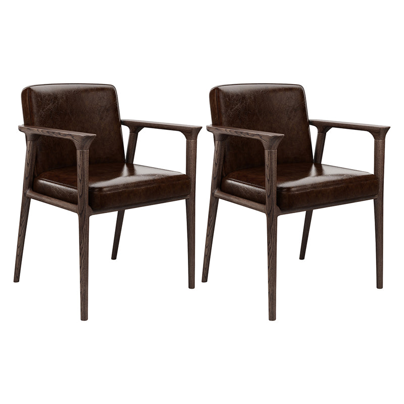 Traditional Style Ash Wood Chairs Solid Back Arm Kitchen Dining Chairs Coffee 2 Piece Set Clearhalo ' kitchen&dining_furn' 'Dining Chairs' 'Dining Tables & Seating' 'dining_chair' 'furn' 'furn_dining_chair' 'Furniture' 'furniture_dining_chair' 'Kitchen & Dining Furniture' 'kitchen' 3725002