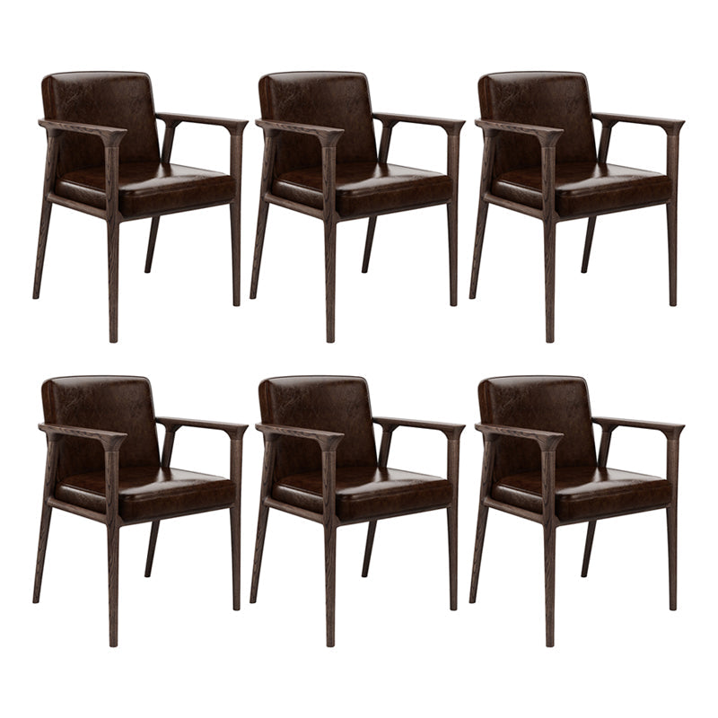 Traditional Style Ash Wood Chairs Solid Back Arm Kitchen Dining Chairs Coffee 6 Piece Set Clearhalo ' kitchen&dining_furn' 'Dining Chairs' 'Dining Tables & Seating' 'dining_chair' 'furn' 'furn_dining_chair' 'Furniture' 'furniture_dining_chair' 'Kitchen & Dining Furniture' 'kitchen' 3725004