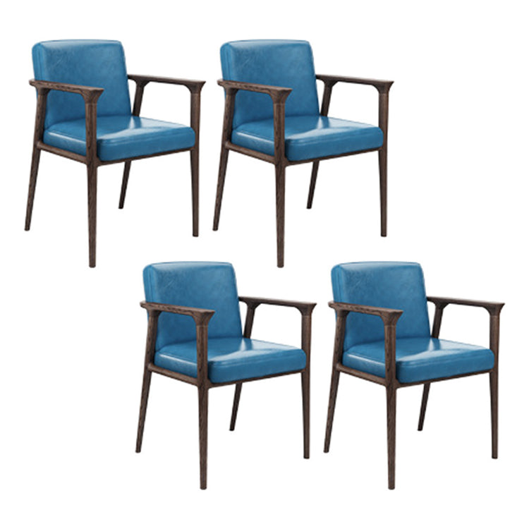 Traditional Style Ash Wood Chairs Solid Back Arm Kitchen Dining Chairs Blue 4 Piece Set Clearhalo ' kitchen&dining_furn' 'Dining Chairs' 'Dining Tables & Seating' 'dining_chair' 'furn' 'furn_dining_chair' 'Furniture' 'furniture_dining_chair' 'Kitchen & Dining Furniture' 'kitchen' 3725009
