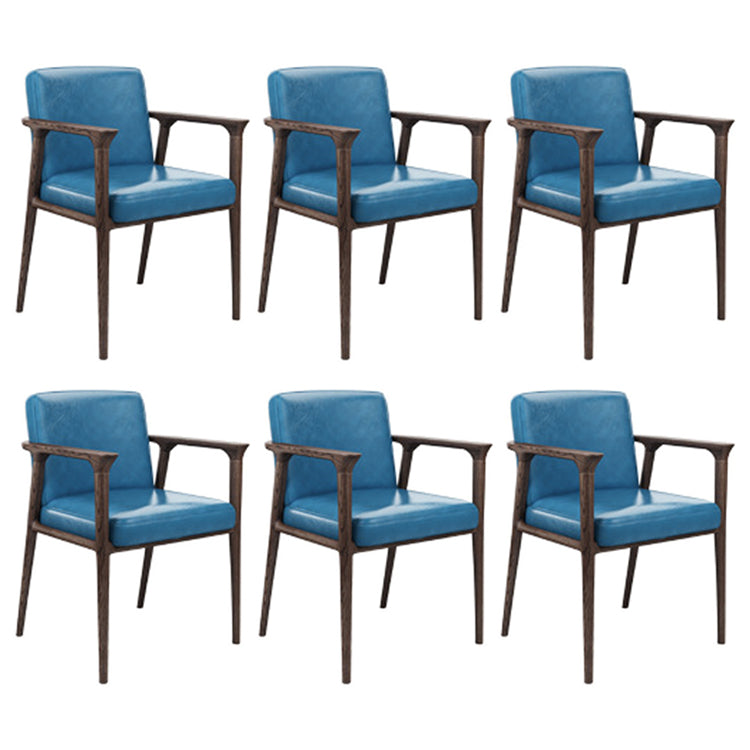 Traditional Style Ash Wood Chairs Solid Back Arm Kitchen Dining Chairs Blue 6 Piece Set Clearhalo ' kitchen&dining_furn' 'Dining Chairs' 'Dining Tables & Seating' 'dining_chair' 'furn' 'furn_dining_chair' 'Furniture' 'furniture_dining_chair' 'Kitchen & Dining Furniture' 'kitchen' 3725010