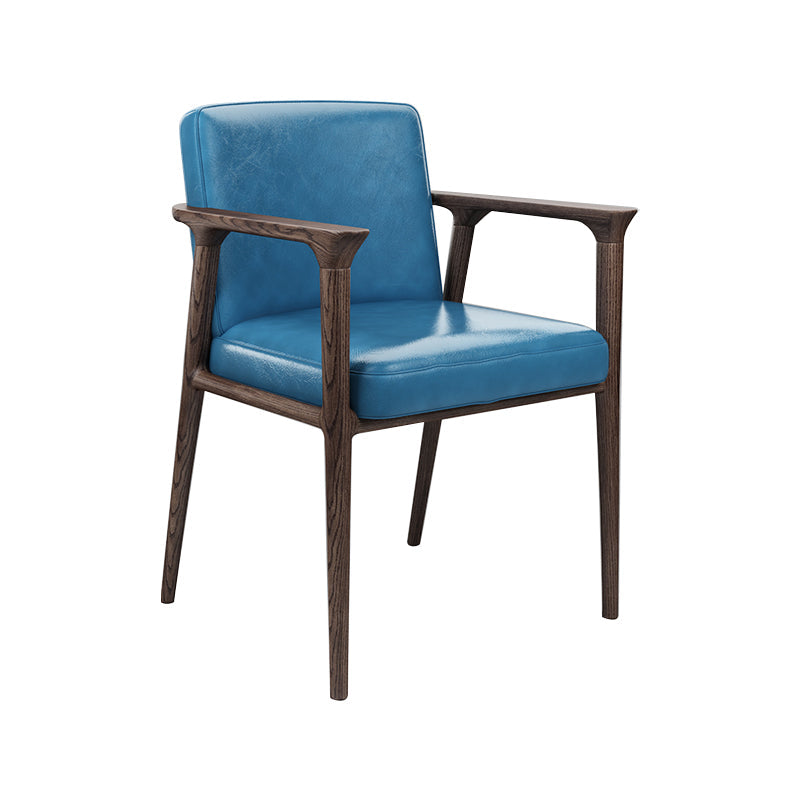 Traditional Style Ash Wood Chairs Solid Back Arm Kichen Dining Rooms Chair Blue 1 Piece Clearhalo ' kitchen&dining_furn' 'Dining Chairs' 'Dining Tables & Seating' 'dining_chair' 'furn' 'furn_dining_chair' 'Furniture' 'furniture_dining_chair' 'Kitchen & Dining Furniture' 'kitchen' 3725129