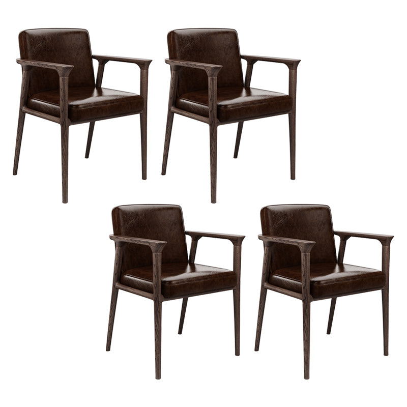 Traditional Style Ash Wood Chairs Solid Back Arm Kichen Dining Rooms Chair Dark Coffee 4 Piece Set Clearhalo ' kitchen&dining_furn' 'Dining Chairs' 'Dining Tables & Seating' 'dining_chair' 'furn' 'furn_dining_chair' 'Furniture' 'furniture_dining_chair' 'Kitchen & Dining Furniture' 'kitchen' 3725139
