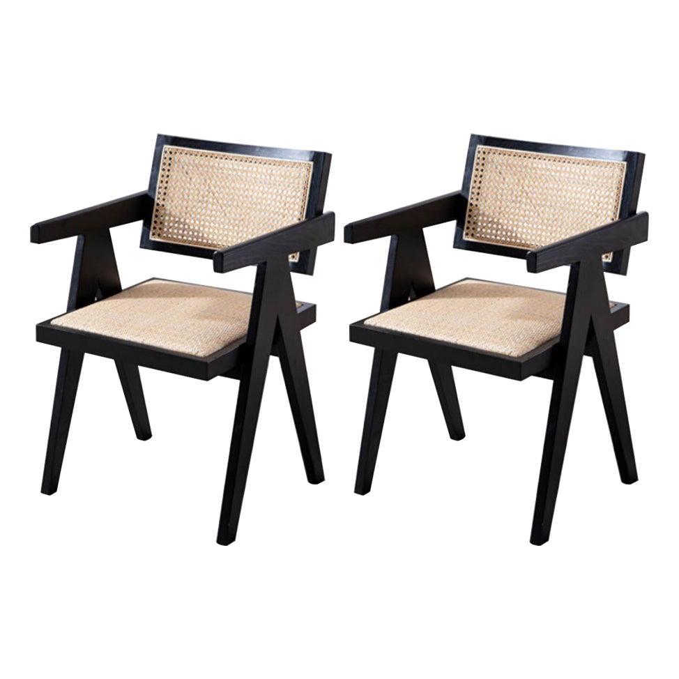 Farmhouse Style Ash Wood Chair Open Back Dining Room Kitchen Arm Chairs Set Black 2 Piece Set Clearhalo ' kitchen&dining_furn' 'Dining Chairs' 'Dining Tables & Seating' 'dining_chair' 'furn' 'furn_dining_chair' 'Furniture' 'furniture_dining_chair' 'Kitchen & Dining Furniture' 'kitchen' 3725144