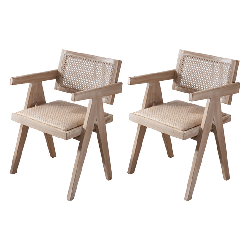 Farmhouse Style Ash Wood Chair Open Back Dining Room Kitchen Arm Chairs Set Off-White 2 Piece Set Clearhalo ' kitchen&dining_furn' 'Dining Chairs' 'Dining Tables & Seating' 'dining_chair' 'furn' 'furn_dining_chair' 'Furniture' 'furniture_dining_chair' 'Kitchen & Dining Furniture' 'kitchen' 3725153