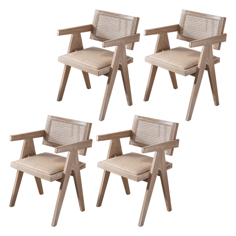 Farmhouse Style Ash Wood Chair Open Back Dining Room Kitchen Arm Chairs Set Off-White 4 Piece Set Clearhalo ' kitchen&dining_furn' 'Dining Chairs' 'Dining Tables & Seating' 'dining_chair' 'furn' 'furn_dining_chair' 'Furniture' 'furniture_dining_chair' 'Kitchen & Dining Furniture' 'kitchen' 3725154