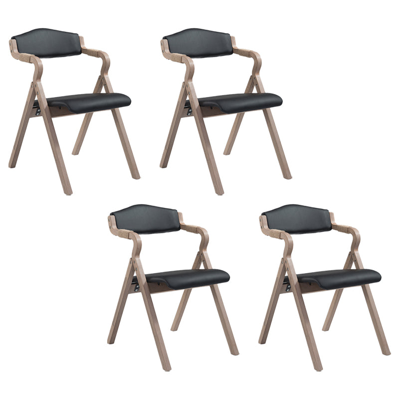 Country Style Foldable Dining Armchair Open Back Upholstered Arm Chairs Black 4 Piece Set Clearhalo ' kitchen&dining_furn' 'Dining Chairs' 'Dining Tables & Seating' 'dining_chair' 'furn' 'furn_dining_chair' 'Furniture' 'furniture_dining_chair' 'Kitchen & Dining Furniture' 'kitchen' 3725172