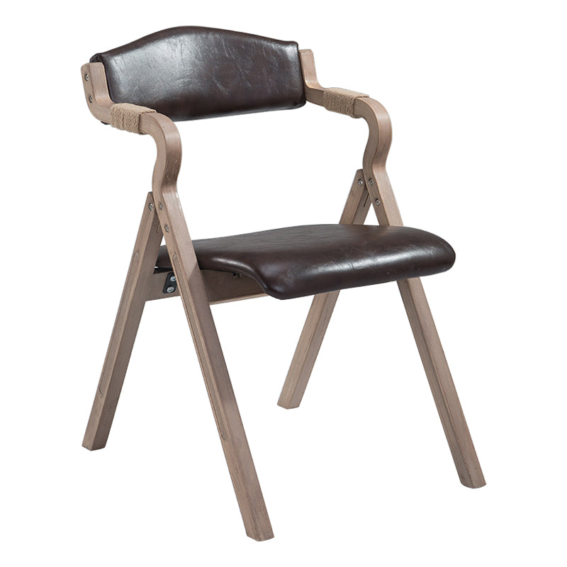 Country Style Foldable Dining Armchair Open Back Upholstered Arm Chairs Dark Coffee 1 Piece Clearhalo ' kitchen&dining_furn' 'Dining Chairs' 'Dining Tables & Seating' 'dining_chair' 'furn' 'furn_dining_chair' 'Furniture' 'furniture_dining_chair' 'Kitchen & Dining Furniture' 'kitchen' 3725174