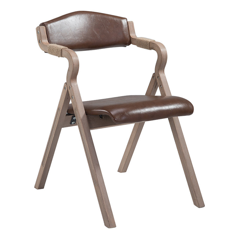Country Style Foldable Dining Armchair Open Back Upholstered Arm Chairs Light Brown 1 Piece Clearhalo ' kitchen&dining_furn' 'Dining Chairs' 'Dining Tables & Seating' 'dining_chair' 'furn' 'furn_dining_chair' 'Furniture' 'furniture_dining_chair' 'Kitchen & Dining Furniture' 'kitchen' 3725181
