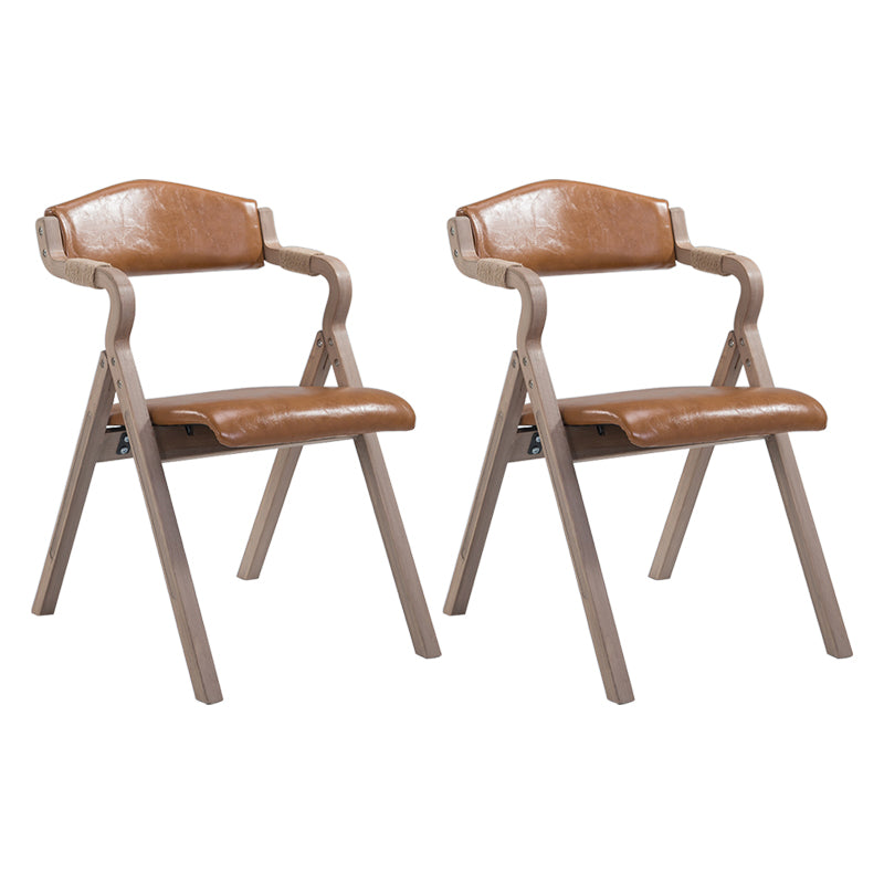 Country Style Foldable Dining Armchair Open Back Upholstered Arm Chairs Orange 2 Piece Set Clearhalo ' kitchen&dining_furn' 'Dining Chairs' 'Dining Tables & Seating' 'dining_chair' 'furn' 'furn_dining_chair' 'Furniture' 'furniture_dining_chair' 'Kitchen & Dining Furniture' 'kitchen' 3725188