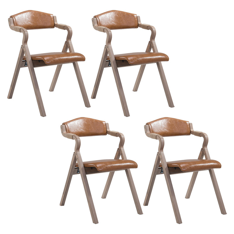 Country Style Foldable Dining Armchair Open Back Upholstered Arm Chairs Orange 4 Piece Set Clearhalo ' kitchen&dining_furn' 'Dining Chairs' 'Dining Tables & Seating' 'dining_chair' 'furn' 'furn_dining_chair' 'Furniture' 'furniture_dining_chair' 'Kitchen & Dining Furniture' 'kitchen' 3725189