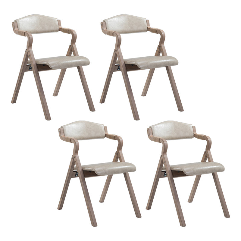 Country Style Foldable Dining Armchair Open Back Upholstered Arm Chairs Off-White 4 Piece Set Clearhalo ' kitchen&dining_furn' 'Dining Chairs' 'Dining Tables & Seating' 'dining_chair' 'furn' 'furn_dining_chair' 'Furniture' 'furniture_dining_chair' 'Kitchen & Dining Furniture' 'kitchen' 3725192