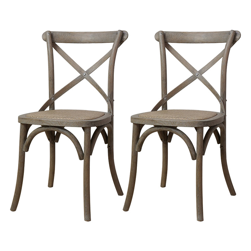 Bentwood Armless Dining Chairs Oak Cross Back Side Chair with Wood Legs Wood 2 Piece Set Clearhalo ' kitchen&dining_furn' 'Dining Chairs' 'Dining Tables & Seating' 'dining_chair' 'furn' 'furn_dining_chair' 'Furniture' 'furniture_dining_chair' 'Kitchen & Dining Furniture' 'kitchen' 3725197