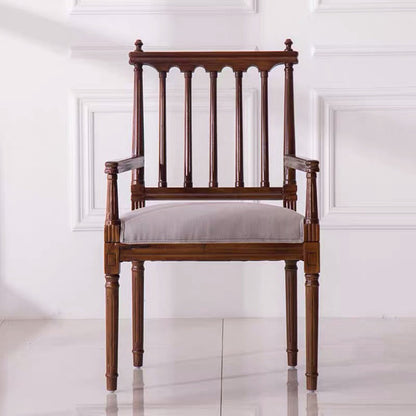 Traditional Study Room Leather Arm Chair Walnut Slat Back Dining Chair Gray Coffee 1 Piece Clearhalo ' kitchen&dining_furn' 'Dining Chairs' 'Dining Tables & Seating' 'dining_chair' 'furn' 'furn_dining_chair' 'Furniture' 'furniture_dining_chair' 'Kitchen & Dining Furniture' 'kitchen' 3725220