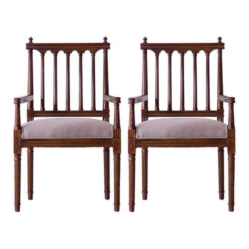 Traditional Study Room Leather Arm Chair Walnut Slat Back Dining Chair Gray Coffee 2 Piece Set Clearhalo ' kitchen&dining_furn' 'Dining Chairs' 'Dining Tables & Seating' 'dining_chair' 'furn' 'furn_dining_chair' 'Furniture' 'furniture_dining_chair' 'Kitchen & Dining Furniture' 'kitchen' 3725222