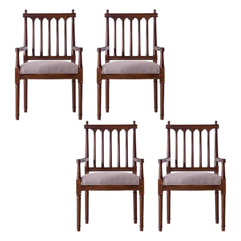 Traditional Study Room Leather Arm Chair Walnut Slat Back Dining Chair Gray Coffee 4 Piece Set Clearhalo ' kitchen&dining_furn' 'Dining Chairs' 'Dining Tables & Seating' 'dining_chair' 'furn' 'furn_dining_chair' 'Furniture' 'furniture_dining_chair' 'Kitchen & Dining Furniture' 'kitchen' 3725223