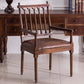 Traditional Study Room Leather Arm Chair Walnut Slat Back Dining Chair Brown 1 Piece Clearhalo ' kitchen&dining_furn' 'Dining Chairs' 'Dining Tables & Seating' 'dining_chair' 'furn' 'furn_dining_chair' 'Furniture' 'furniture_dining_chair' 'Kitchen & Dining Furniture' 'kitchen' 3725225