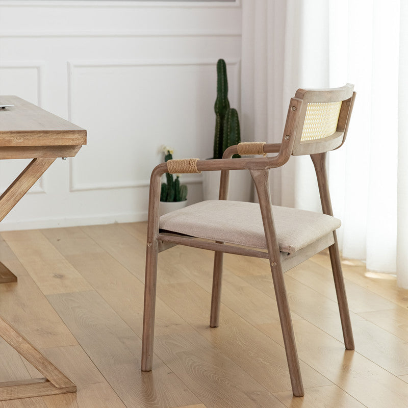 Traditional Style Rubberwood Chairs Kitchen Open Back Dining Side Chair Beige 1 Piece Clearhalo ' kitchen&dining_furn' 'Dining Chairs' 'Dining Tables & Seating' 'dining_chair' 'furn' 'furn_dining_chair' 'Furniture' 'furniture_dining_chair' 'Kitchen & Dining Furniture' 'kitchen' 3725361