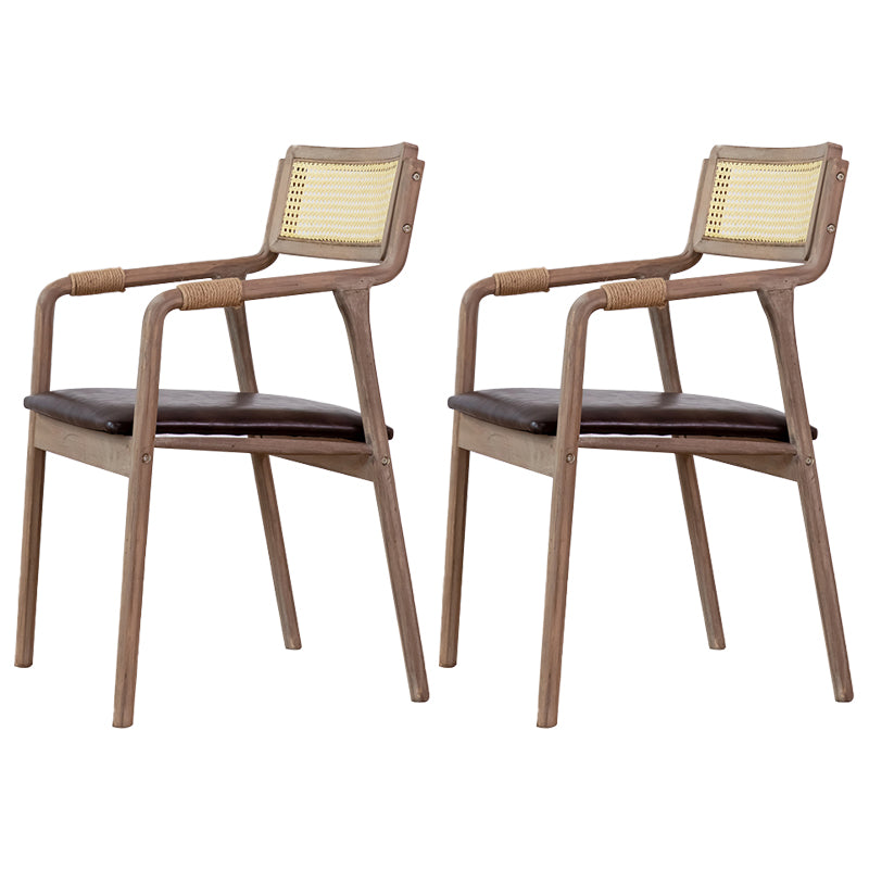 Traditional Style Rubberwood Chairs Kitchen Open Back Dining Side Chair Dark Coffee 2 Piece Set Clearhalo ' kitchen&dining_furn' 'Dining Chairs' 'Dining Tables & Seating' 'dining_chair' 'furn' 'furn_dining_chair' 'Furniture' 'furniture_dining_chair' 'Kitchen & Dining Furniture' 'kitchen' 3725365