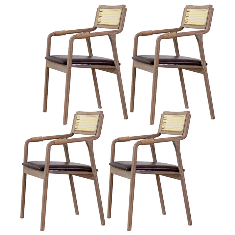Traditional Style Rubberwood Chairs Kitchen Open Back Dining Side Chair Dark Coffee 4 Piece Set Clearhalo ' kitchen&dining_furn' 'Dining Chairs' 'Dining Tables & Seating' 'dining_chair' 'furn' 'furn_dining_chair' 'Furniture' 'furniture_dining_chair' 'Kitchen & Dining Furniture' 'kitchen' 3725366