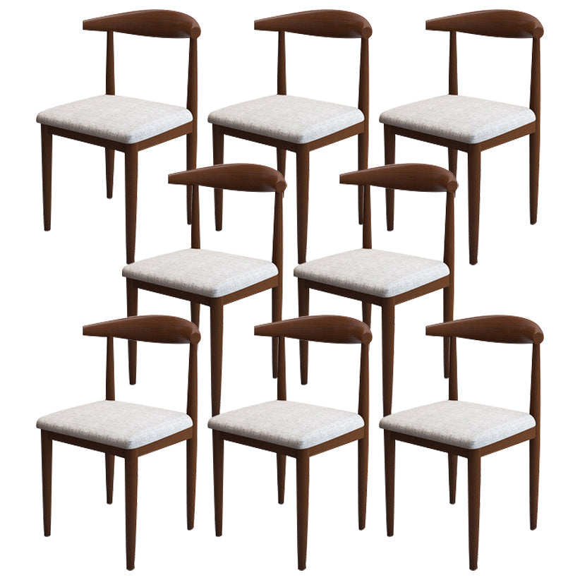 Scandinavian Style Metal Dining Chairs Dining Room Open Back Armless Dining Side Chair Light Gray 8 Piece Set Walnut Clearhalo ' kitchen&dining_furn' 'Dining Chairs' 'Dining Tables & Seating' 'dining_chair' 'furn' 'furn_dining_chair' 'Furniture' 'furniture_dining_chair' 'Kitchen & Dining Furniture' 'kitchen' 3725376