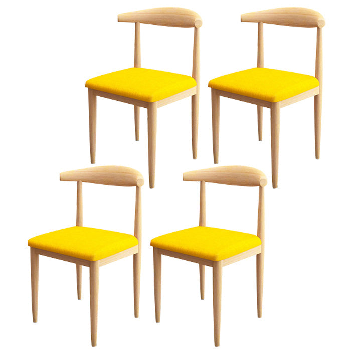 Scandinavian Style Metal Dining Chairs Dining Room Open Back Armless Dining Side Chair Yellow 4 Piece Set Natural Wood Clearhalo ' kitchen&dining_furn' 'Dining Chairs' 'Dining Tables & Seating' 'dining_chair' 'furn' 'furn_dining_chair' 'Furniture' 'furniture_dining_chair' 'Kitchen & Dining Furniture' 'kitchen' 3725379