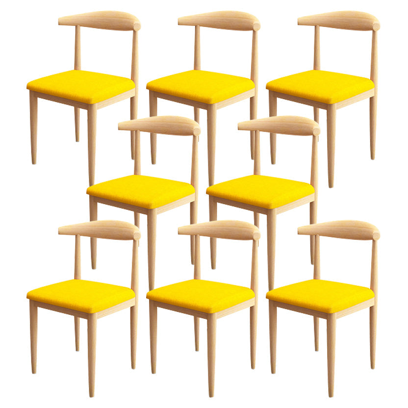 Scandinavian Style Metal Dining Chairs Dining Room Open Back Armless Dining Side Chair Yellow 8 Piece Set Natural Wood Clearhalo ' kitchen&dining_furn' 'Dining Chairs' 'Dining Tables & Seating' 'dining_chair' 'furn' 'furn_dining_chair' 'Furniture' 'furniture_dining_chair' 'Kitchen & Dining Furniture' 'kitchen' 3725381