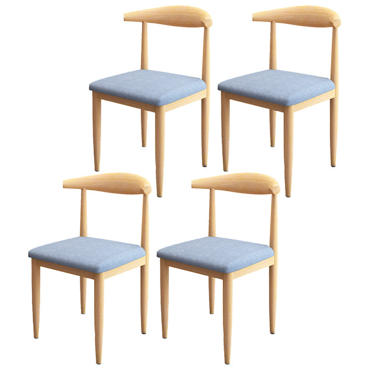 Scandinavian Style Metal Dining Chairs Dining Room Open Back Armless Dining Side Chair Blue 4 Piece Set Natural Wood Clearhalo ' kitchen&dining_furn' 'Dining Chairs' 'Dining Tables & Seating' 'dining_chair' 'furn' 'furn_dining_chair' 'Furniture' 'furniture_dining_chair' 'Kitchen & Dining Furniture' 'kitchen' 3725383