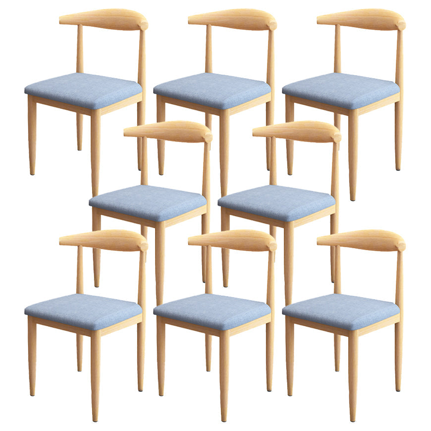Scandinavian Style Metal Dining Chairs Dining Room Open Back Armless Dining Side Chair Blue 8 Piece Set Natural Wood Clearhalo ' kitchen&dining_furn' 'Dining Chairs' 'Dining Tables & Seating' 'dining_chair' 'furn' 'furn_dining_chair' 'Furniture' 'furniture_dining_chair' 'Kitchen & Dining Furniture' 'kitchen' 3725384