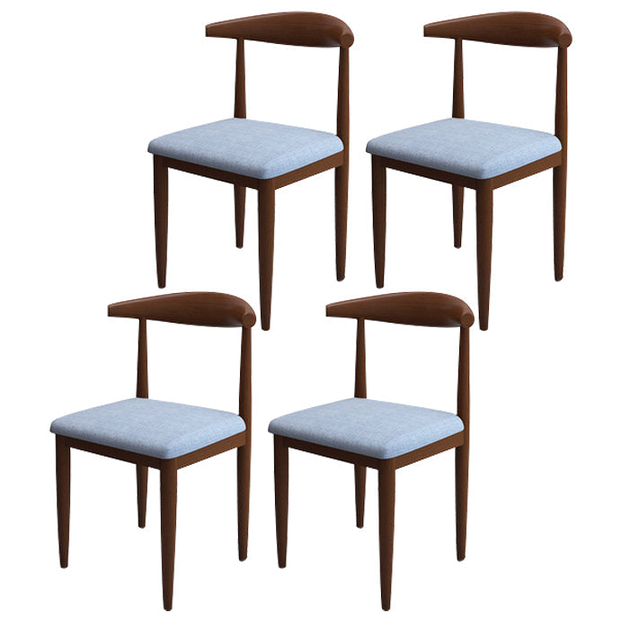 Scandinavian Style Metal Dining Chairs Dining Room Open Back Armless Dining Side Chair Blue 4 Piece Set Walnut Clearhalo ' kitchen&dining_furn' 'Dining Chairs' 'Dining Tables & Seating' 'dining_chair' 'furn' 'furn_dining_chair' 'Furniture' 'furniture_dining_chair' 'Kitchen & Dining Furniture' 'kitchen' 3725386