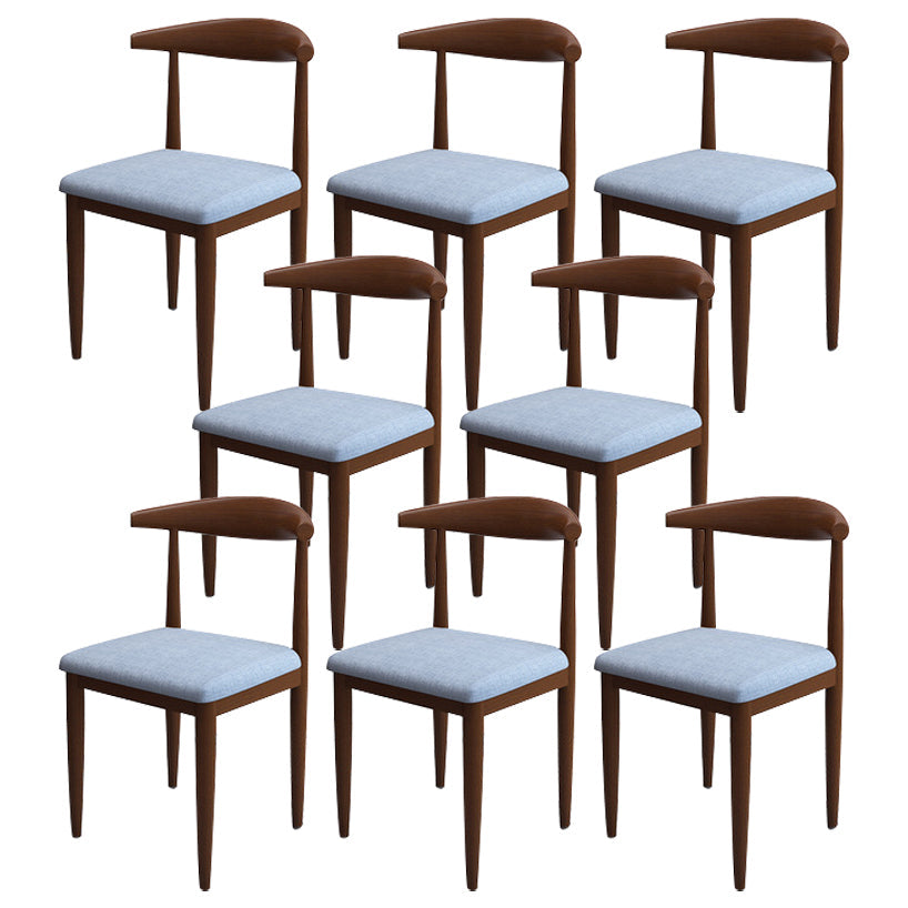 Scandinavian Style Metal Dining Chairs Dining Room Open Back Armless Dining Side Chair Blue 8 Piece Set Walnut Clearhalo ' kitchen&dining_furn' 'Dining Chairs' 'Dining Tables & Seating' 'dining_chair' 'furn' 'furn_dining_chair' 'Furniture' 'furniture_dining_chair' 'Kitchen & Dining Furniture' 'kitchen' 3725387