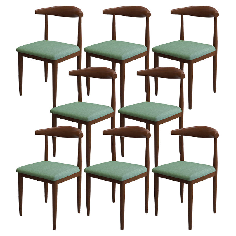 Scandinavian Style Metal Dining Chairs Dining Room Open Back Armless Dining Side Chair Bronze 8 Piece Set Walnut Clearhalo ' kitchen&dining_furn' 'Dining Chairs' 'Dining Tables & Seating' 'dining_chair' 'furn' 'furn_dining_chair' 'Furniture' 'furniture_dining_chair' 'Kitchen & Dining Furniture' 'kitchen' 3725391