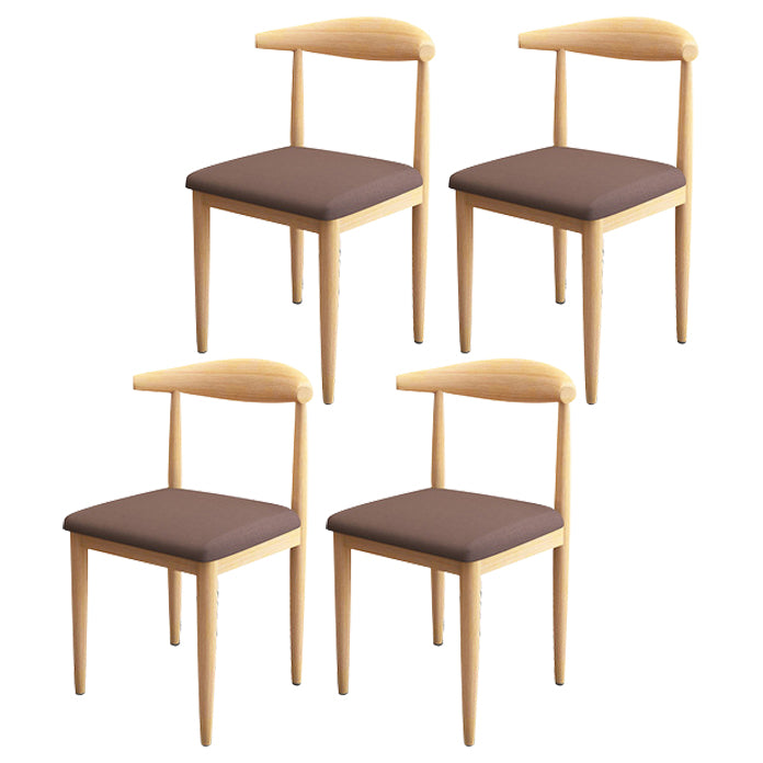 Scandinavian Style Metal Dining Chairs Dining Room Open Back Armless Dining Side Chair Coffee 4 Piece Set Natural Wood Clearhalo ' kitchen&dining_furn' 'Dining Chairs' 'Dining Tables & Seating' 'dining_chair' 'furn' 'furn_dining_chair' 'Furniture' 'furniture_dining_chair' 'Kitchen & Dining Furniture' 'kitchen' 3725392