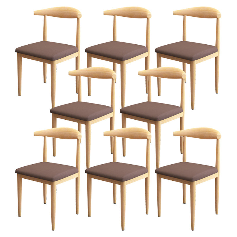 Scandinavian Style Metal Dining Chairs Dining Room Open Back Armless Dining Side Chair Coffee 8 Piece Set Natural Wood Clearhalo ' kitchen&dining_furn' 'Dining Chairs' 'Dining Tables & Seating' 'dining_chair' 'furn' 'furn_dining_chair' 'Furniture' 'furniture_dining_chair' 'Kitchen & Dining Furniture' 'kitchen' 3725393