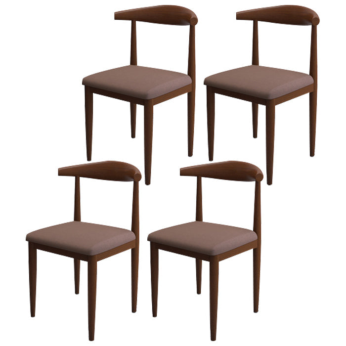 Scandinavian Style Metal Dining Chairs Dining Room Open Back Armless Dining Side Chair Coffee 4 Piece Set Walnut Clearhalo ' kitchen&dining_furn' 'Dining Chairs' 'Dining Tables & Seating' 'dining_chair' 'furn' 'furn_dining_chair' 'Furniture' 'furniture_dining_chair' 'Kitchen & Dining Furniture' 'kitchen' 3725394