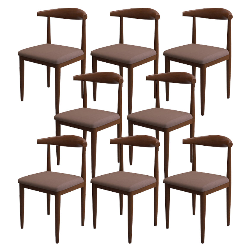 Scandinavian Style Metal Dining Chairs Dining Room Open Back Armless Dining Side Chair Coffee 8 Piece Set Walnut Clearhalo ' kitchen&dining_furn' 'Dining Chairs' 'Dining Tables & Seating' 'dining_chair' 'furn' 'furn_dining_chair' 'Furniture' 'furniture_dining_chair' 'Kitchen & Dining Furniture' 'kitchen' 3725395