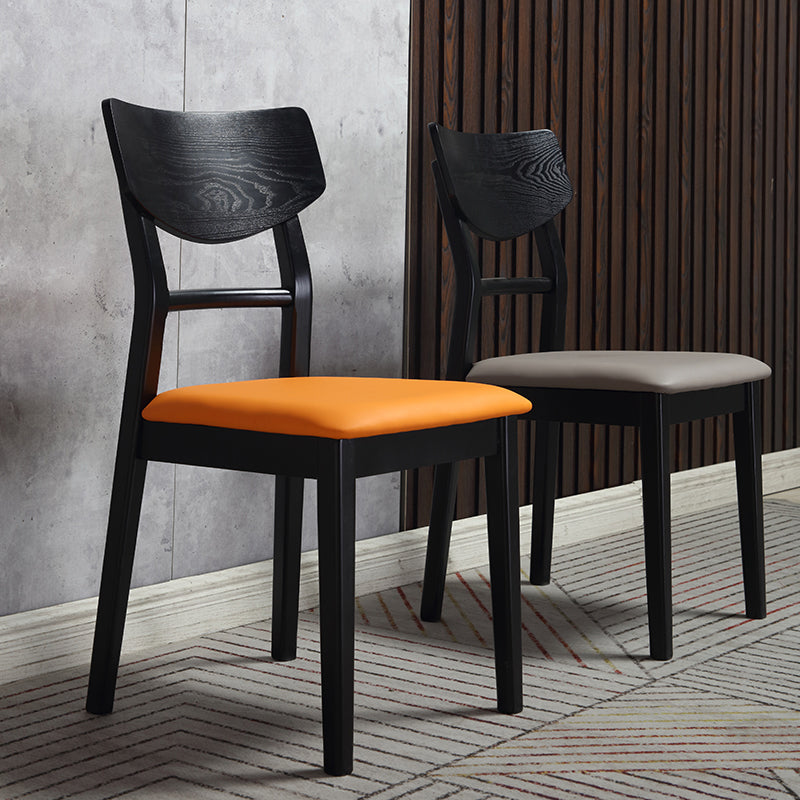 Industrial Ash Open Side Chair Matte Finish Upholstered Dining Chair with Black Legs Clearhalo ' kitchen&dining_furn' 'Dining Chairs' 'Dining Tables & Seating' 'dining_chair' 'furn' 'furn_dining_chair' 'Furniture' 'furniture_dining_chair' 'Kitchen & Dining Furniture' 'kitchen' 3725402