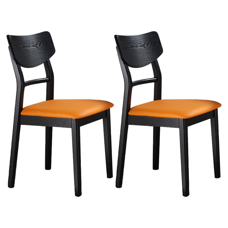 Industrial Ash Open Side Chair Matte Finish Upholstered Dining Chair with Black Legs Orange 2 Piece Set Clearhalo ' kitchen&dining_furn' 'Dining Chairs' 'Dining Tables & Seating' 'dining_chair' 'furn' 'furn_dining_chair' 'Furniture' 'furniture_dining_chair' 'Kitchen & Dining Furniture' 'kitchen' 3725408