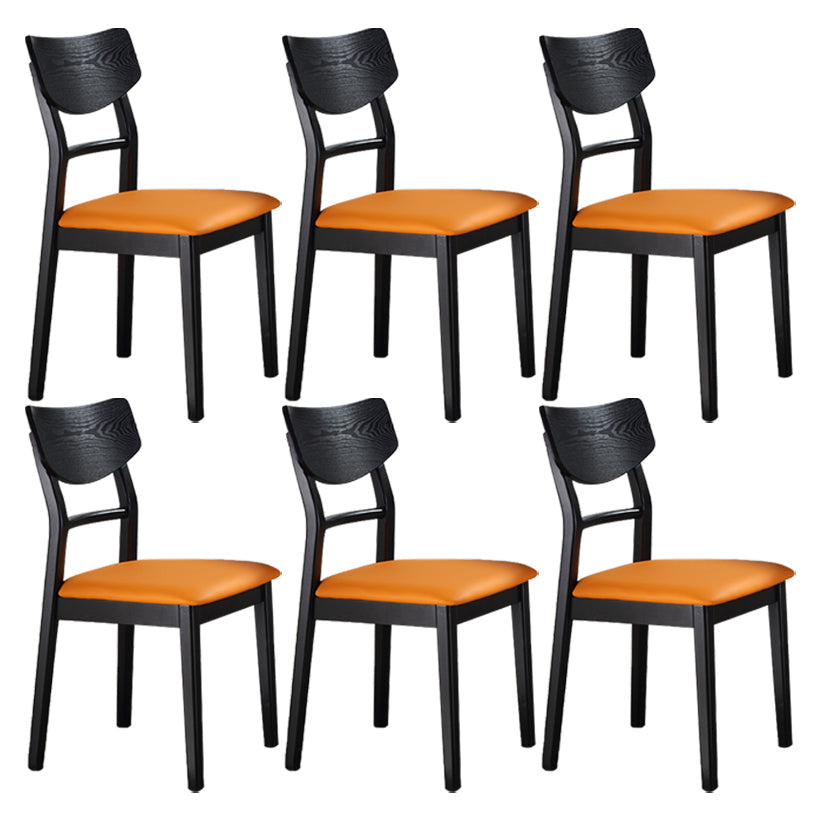 Industrial Ash Open Side Chair Matte Finish Upholstered Dining Chair with Black Legs Orange 6 Piece Set Clearhalo ' kitchen&dining_furn' 'Dining Chairs' 'Dining Tables & Seating' 'dining_chair' 'furn' 'furn_dining_chair' 'Furniture' 'furniture_dining_chair' 'Kitchen & Dining Furniture' 'kitchen' 3725412