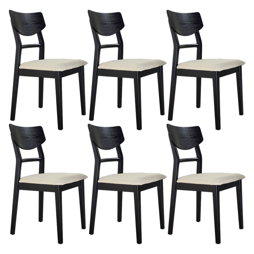Industrial Ash Open Side Chair Matte Finish Upholstered Dining Chair with Black Legs Beige 6 Piece Set Clearhalo ' kitchen&dining_furn' 'Dining Chairs' 'Dining Tables & Seating' 'dining_chair' 'furn' 'furn_dining_chair' 'Furniture' 'furniture_dining_chair' 'Kitchen & Dining Furniture' 'kitchen' 3725423