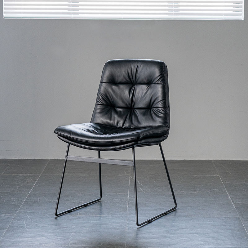 Nordic Upholstered Armless Dining Chairs Metal Legs Solid Back Chair for Home Use Black 1 Piece Clearhalo ' kitchen&dining_furn' 'Dining Chairs' 'Dining Tables & Seating' 'dining_chair' 'furn' 'furn_dining_chair' 'Furniture' 'furniture_dining_chair' 'Kitchen & Dining Furniture' 'kitchen' 3725425