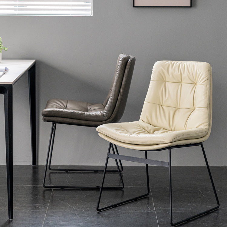 Nordic Upholstered Armless Dining Chairs Metal Legs Solid Back Chair for Home Use Clearhalo ' kitchen&dining_furn' 'Dining Chairs' 'Dining Tables & Seating' 'dining_chair' 'furn' 'furn_dining_chair' 'Furniture' 'furniture_dining_chair' 'Kitchen & Dining Furniture' 'kitchen' 3725430