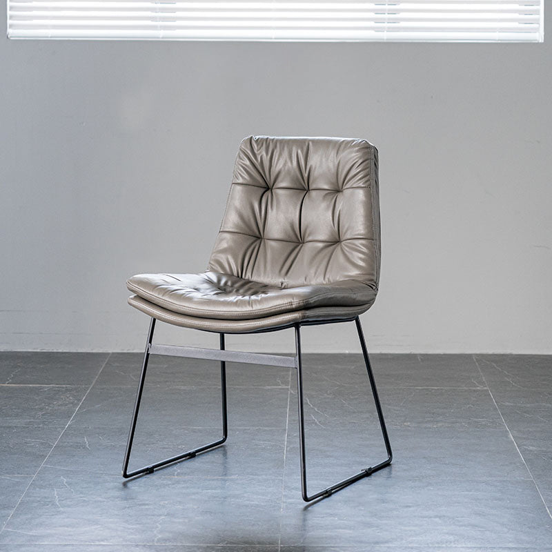 Nordic Upholstered Armless Dining Chairs Metal Legs Solid Back Chair for Home Use Silver Gray 1 Piece Clearhalo ' kitchen&dining_furn' 'Dining Chairs' 'Dining Tables & Seating' 'dining_chair' 'furn' 'furn_dining_chair' 'Furniture' 'furniture_dining_chair' 'Kitchen & Dining Furniture' 'kitchen' 3725431